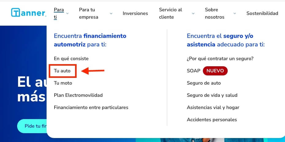 Como obtener credito automotriz Tanner online paso 3