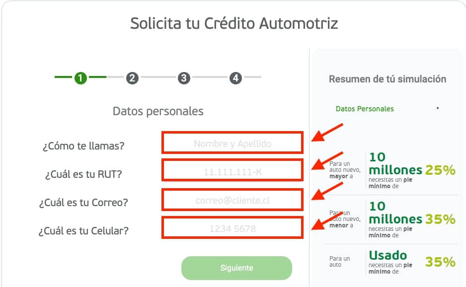 como solicitar un credito automotriz online en Banco Falabella paso 5