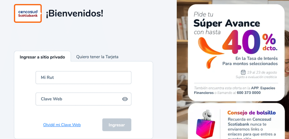 Pagar Cencosud online por sucursal virtual