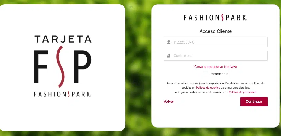 Pagar Fashions Park online por sucursal virtual