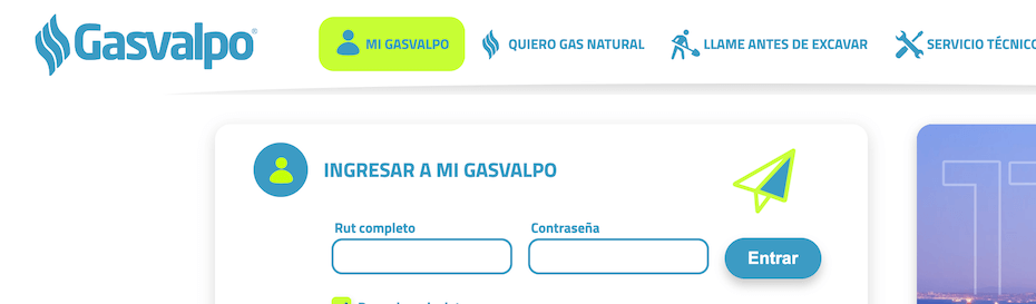 Pagar Gasvalpo online por sucursal virtual