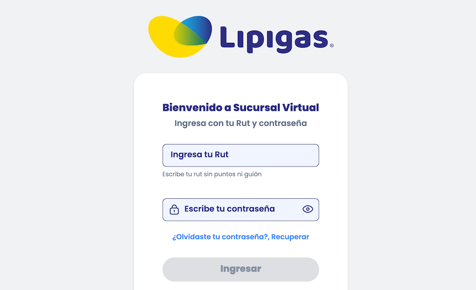 Pagar Lipigas online por sucursal virtual
